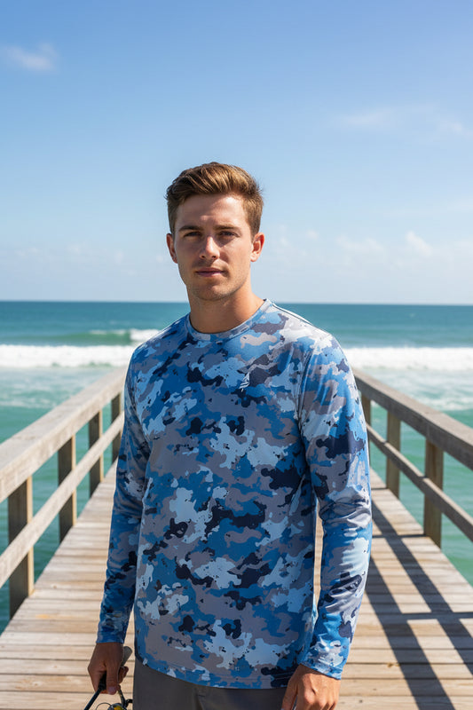 North Current™ Open Water Camo Performance Sun Shirt - Long Sleeve (UPF 50+)